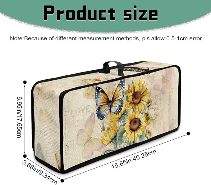 Toaster Cover 2 Slice Sunflower Butterfly Water-Resistant Folding 2 Slice Slim Toaster Cover, Heat-Resistant Dustproof Protective Covers for Small Appliance, Beige