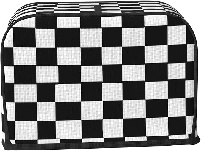 Toaster Cover 2 Slice Checkerboard Pattern Black White Kitchen Small Appliance Covers with Pockets Dust and Fingerprint Protection