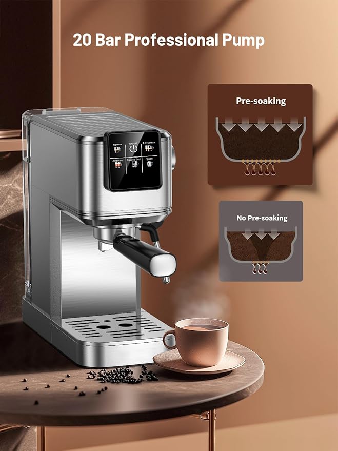 KEENSTAR 20 Bar Espresso Machine, Hot & Cold Brew Coffee Maker with Milk Frother, Touch Screen, Compact Water Tank, Expresso Coffee Machines for Lattes, Cappuccinos, Americano, Home & Office