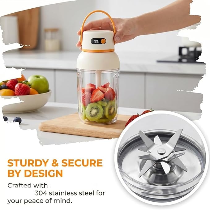 Multifunctional Portable Juicer Cup, Portable Electric Juicer Cup with Zero Cord Hassle, USB-C Rechargeable Travel Juicer for Home, Gym, Office and Outdoor (1200ml, 1)