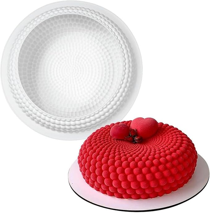 Mousse Cake Molds Round Beaded Design Cake Mold Non-Stick Easy Release Washable Reusable Silicone Mould for Baking Pastries, French Dessert, Mold, Mousse Molds