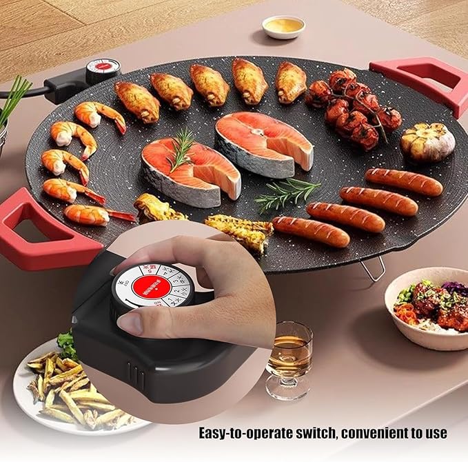 Non-Stick Electric Indoor Grill Pan, Indoor Smokeless Electric Griddle, 2026 Upgraded Smokeless Indoor Electric Grill & Nonstick Griddle for Steaks, Burgers and Indoor Cooking (Includes 4 Accessories)