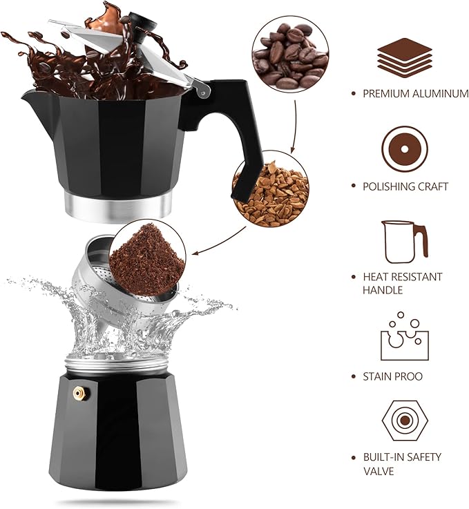 wedrink 9 Cup Stovetop Espresso Maker Aluminium Moka Pot Percolator(450ml)