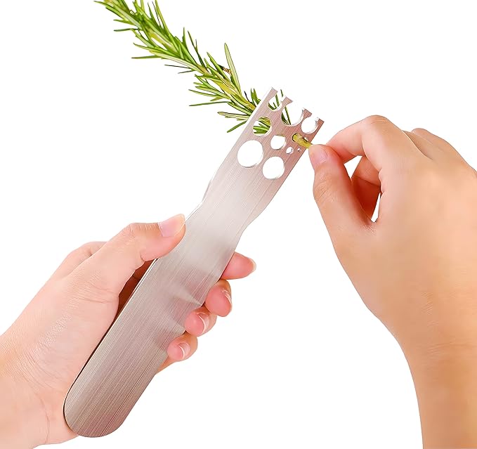 Herb Stripper Stainless Steel Kitchen Herb Leaf Stripping Tool Metal Herb Pealer LooseLeaf Kale Razor for Kale, Chard, Collard Greens, Thyme, Basil, Rosemary