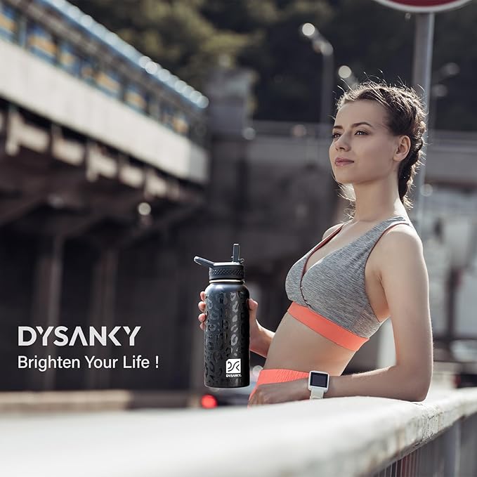 DYSANKY Insulated Water Bottle | Thickened Stainless Steel Vacuum Metal | Portable Sports Water Jug for Gym and Hiking with Straw, Carrier Bag, Handle Strap | BPA-Free 32 oz