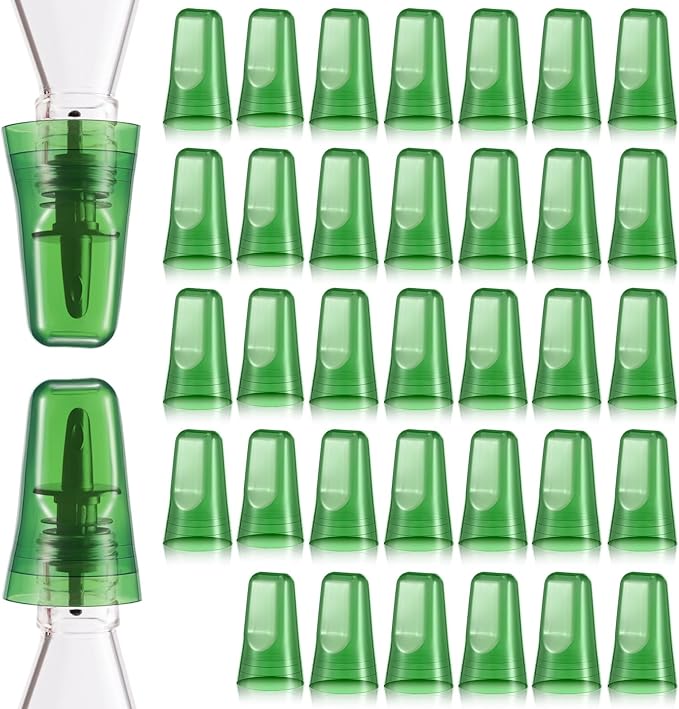 Chengu 36 Pieces Liquor Bottle Covers Pour Spout Covers Bar Toppers for Bottles Universal Pour Dispenser Dust Translucent Silicone Rubber Spout Caps for Bar Home Kitchen Tools Supplies (Green)