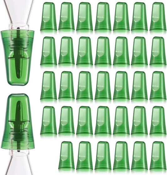 Chengu 36 Pieces Liquor Bottle Covers Pour Spout Covers Bar Toppers for Bottles Universal Pour Dispenser Dust Translucent Silicone Rubber Spout Caps for Bar Home Kitchen Tools Supplies (Green)