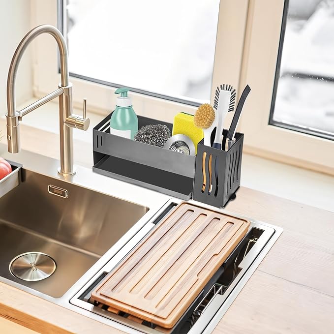 Utensil Drying Rack, 4Pcs Wall Mounted Utensil Holder Kitchen Drainage Basket Accessories, Plastic Dish Drainer Cutlery Knife Fork Spoon Holder Organizer, with Drain tray and Hooks