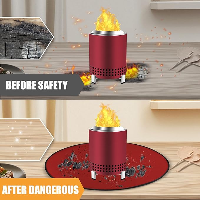 Round Fire Pit Mat Compatible with Solo Stove Mesa Accessories, Fire Proof Mat Compatible with Solo Stove Mesa Table Mat Under Fire Pit,Small Under Grill Mats for Outdoor Grill Table Top Protection