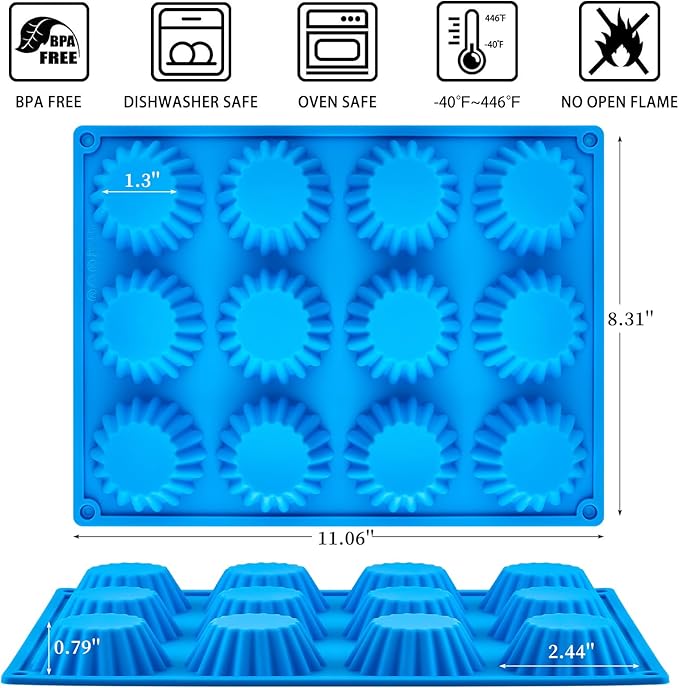 3 PCS Peanut Butter Cup Molds, 12 Cavity Non-stick Silicone Chocolate Candy Molds for Fat Bombs