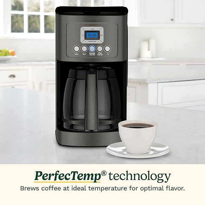 Cuisinart 14-Cup Coffee Maker, Programmable PerfecTemp Glass Carafe Coffee Machine with 1-4 Cup Setting, Brew Strength Control and Pause, Stainless Steel, DCC-3200BKSNAS, Black