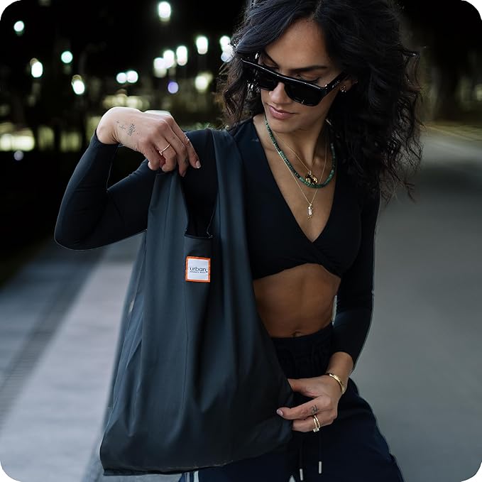 Urban Market Bags - Galaxy - 3 Foldable Reusable Shopping Bags in 1 Compact Pouch, Luxury Quality, Recycled Fabric, Holds 50+ lbs, Machine Washable, Pouch Fits in Cupholder, Designed in California