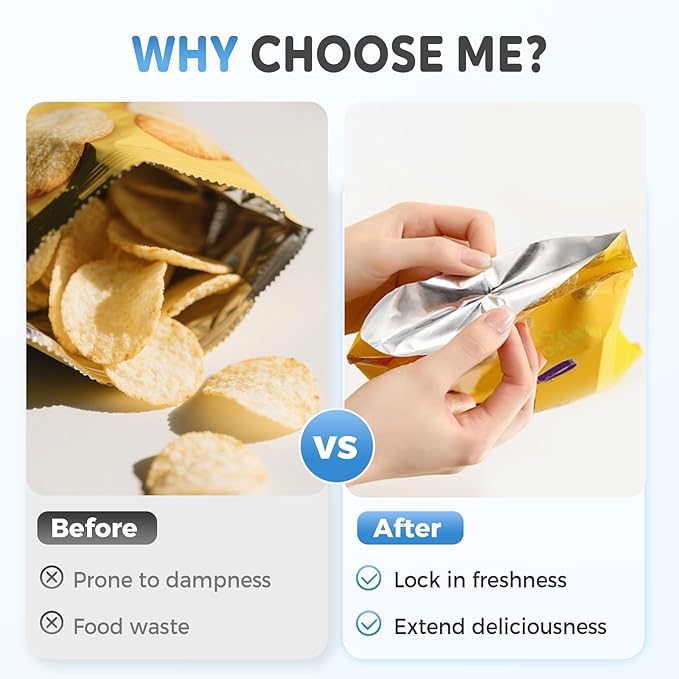 Mini Bag Sealer, Upgraded 2 in 1 Mini Bag Sealer with Cutter and Magnet, Magnetic Portable Plastic Bag Sealer for Snacks, Chips, Food Freshness Storage (2, White)