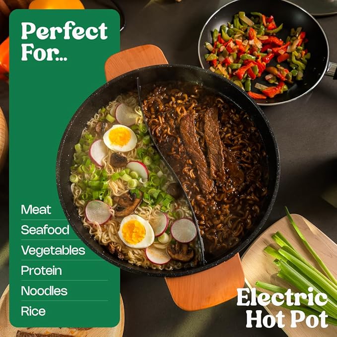 Hot Pot Electric - Portable Electric Hot Pot Cooker - Hot Pot Electric with Divider - Chinese Hot Pot, Shabu Shabu Hot Pot - Versatile Hot Pot Cookware - Hot Pot by Rolka