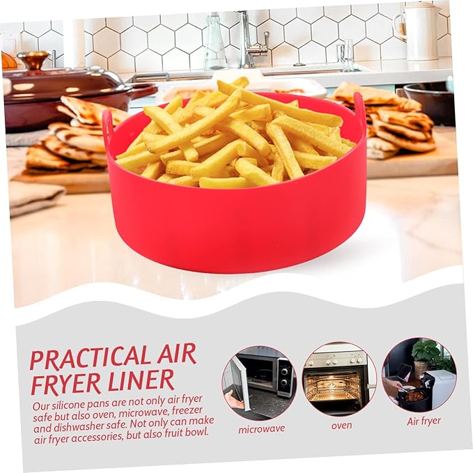 Air Fryer Silicone Liners Pan Liner Air Fryer Accessory Easy to Remove Non-stick Red
