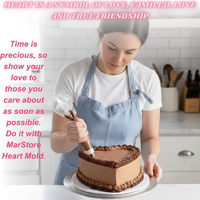 Heart Shaped Cake Pans 8 Inch – Set of 2 Nonstick Silicone Heart Cake Pan for Baking, Oven & Microwave Safe Molds – Durable, Easy-Clean Matte Surface - Grade Novelty Shaped Cake Pans (Pink)