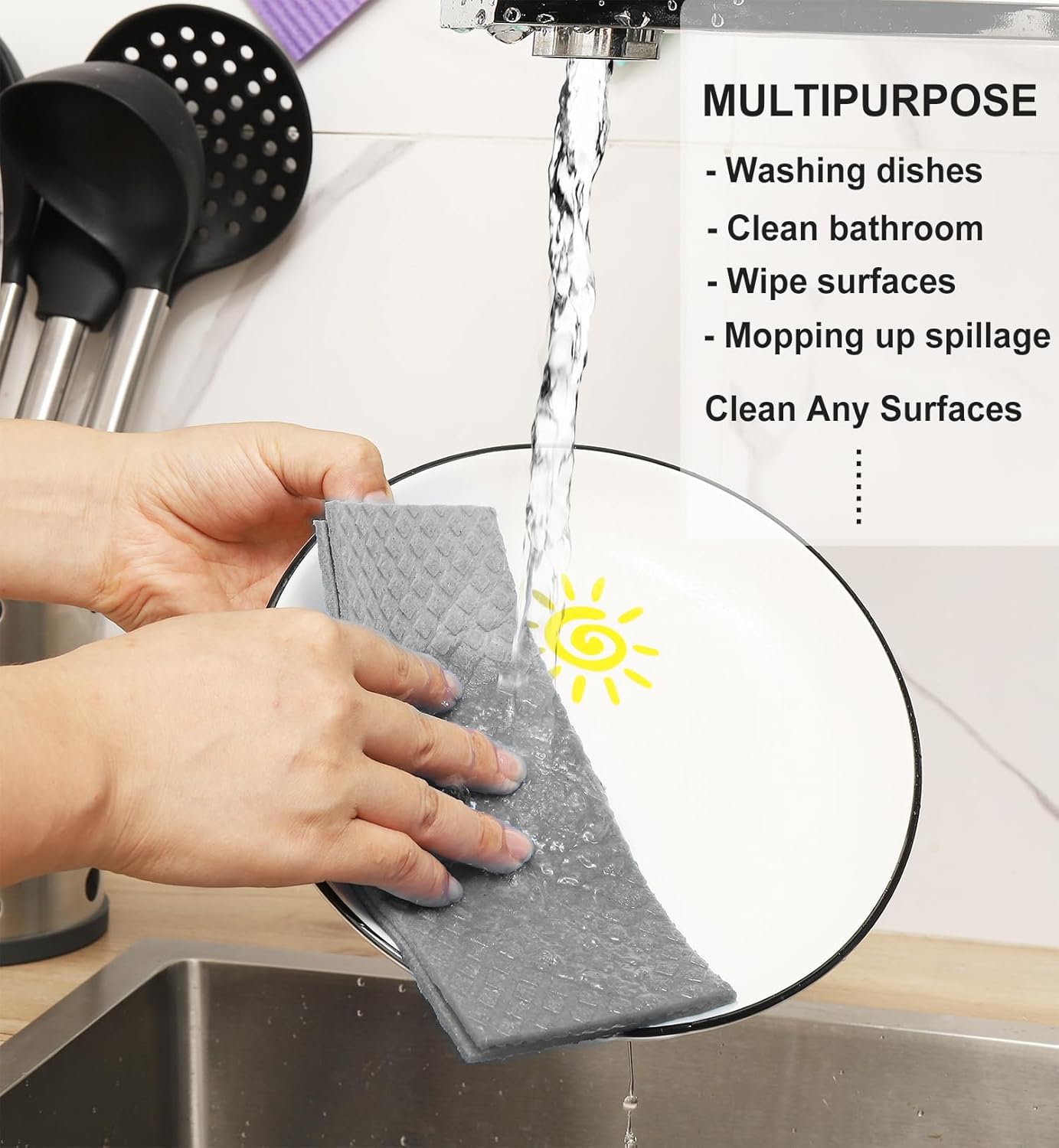 12 Packs Swedish Dishcloths for Kitchen, Reusable Paper Towels Compostable Swedish Dish Clothes for Kitchen and Household Use