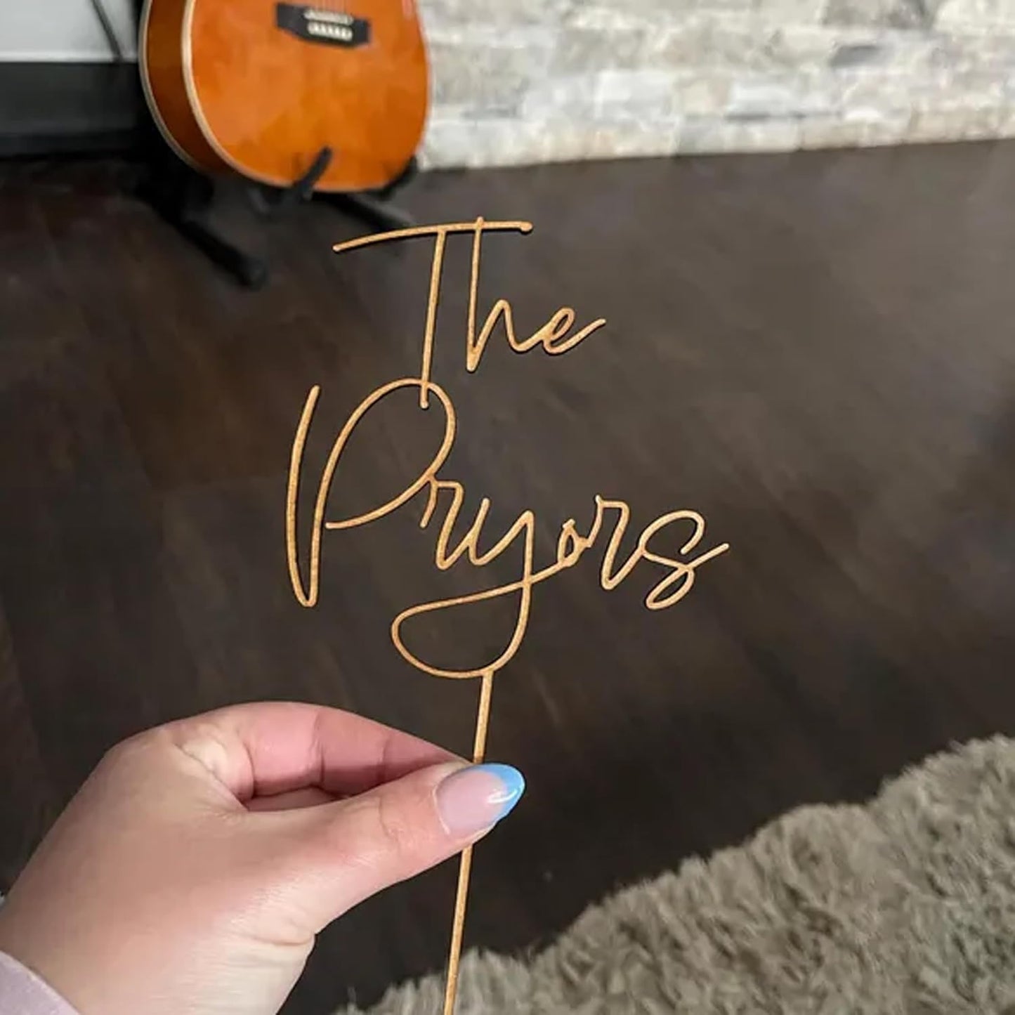 Personalized Wedding Cake Topper, Gold Cake Topper For Wedding, Rustic Weddings Cakes Topper, Personalized Acrylic or Wood Cake Decoration for Engagement, Anniversary, Bridal Shower