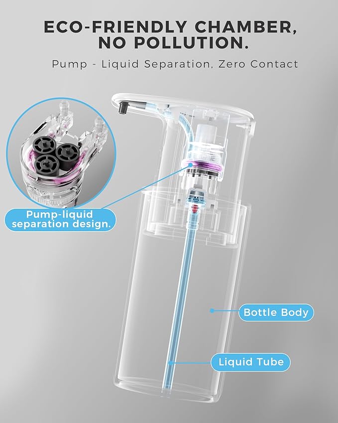 Automatic Liquid Soap Dispenser Touchless, 304 Stainless Steel Bottle Body &16.2oz/480ml Rechargeable, 3 Adjustable Liquid Levels, IPX7 Waterproof, for Kitchen Bathroom, Black