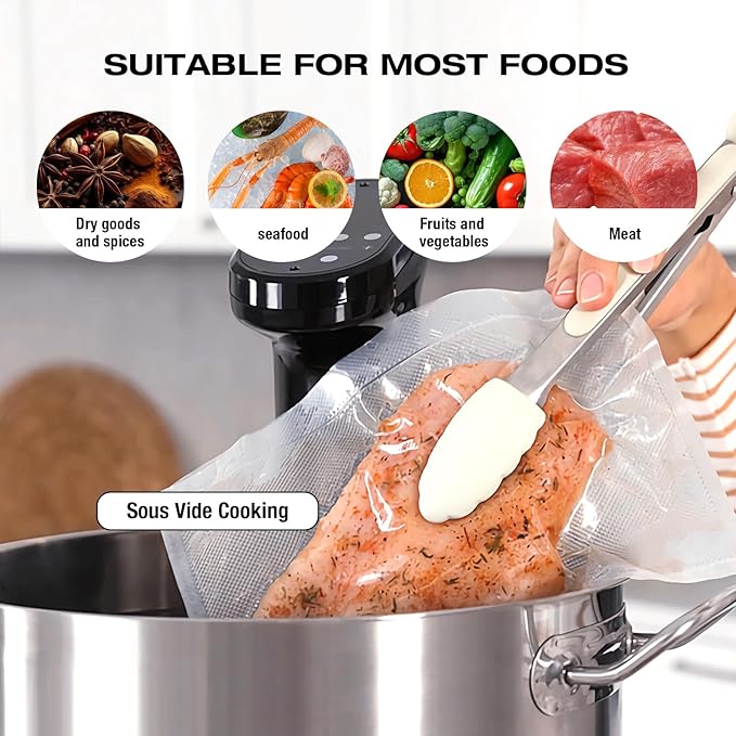 RAIN SPIRIT Handheld Vacuum Sealer for Food, Compact Vacuum Sealer Machine,Cordless Portable Food Saver Machine & Reusable Bags Compact for Travel, rechargeable vacuum sealer (White with 20 bags)