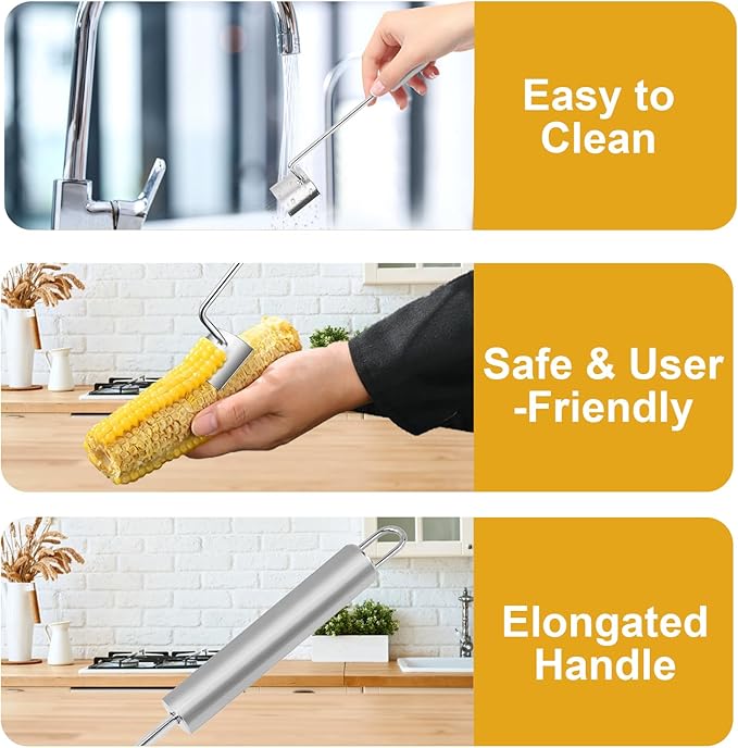 orn Cob Stripper, Long Handle Corn Peeler for Corn on the Cob Stainless Steel Corn Stripping Tool Fast and Safe, Suitable for Home Kitchens, Restaurant Chefs, Outdoor Dining Enthusiasts