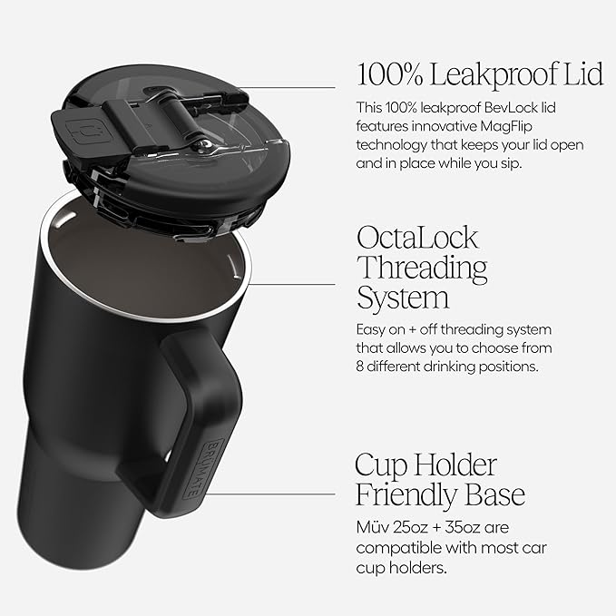 BrüMate Müv - 25oz 100% Leak Proof Insulated Coffee Mug with Handle & Lid - Stainless Steel Coffee Travel Mug - Double Walled Coffee Cup (Dark Aura)