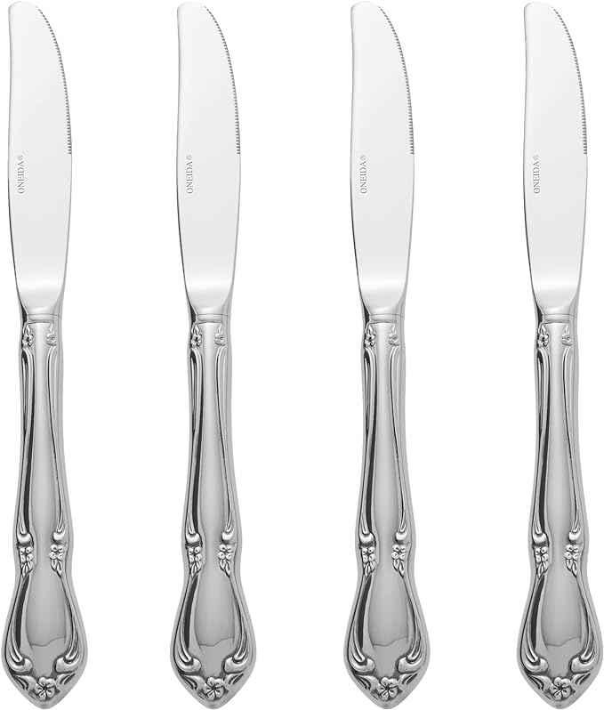 Oneida Chateau Fine Flatware Dinner Knives, Set of 4, 18/10 Stainless Steel