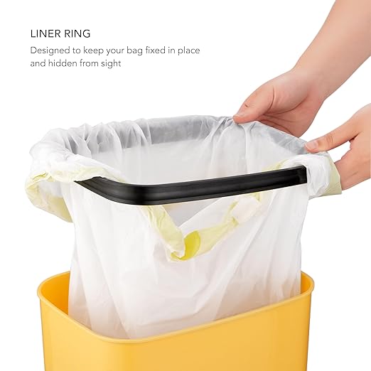 Touchless Motion Sensor Trash Can with Sealing Lid Automatic Soft Close Silent Bathroom Kitchen Office Waste Bin Narrow Rectangular ABS Hands Free Smart Home Garbage Container (Yellow)