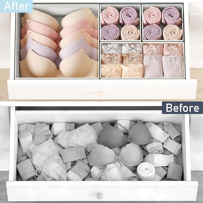 DIMJ Drawer Organizer Clothes Storage - 26 Pack Baby Dresser Organizer for Nursery, Foldable Closet Drawer Organizer Bins for Bedroom Organization, Fabric Storage Dividers for Socks, Underwears, Bras