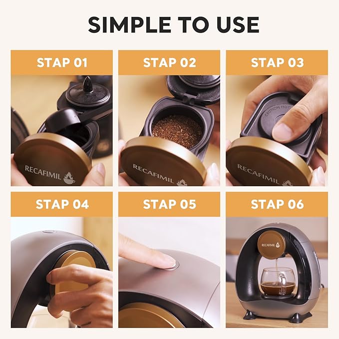 RECAFIMIL MINI Q 2-in-1 Single Serve Coffee Maker - Brew K-Cups or Ground Coffee (4-8 oz) - Compact Americano Coffee Brewer with Reusable Filter (Grey)