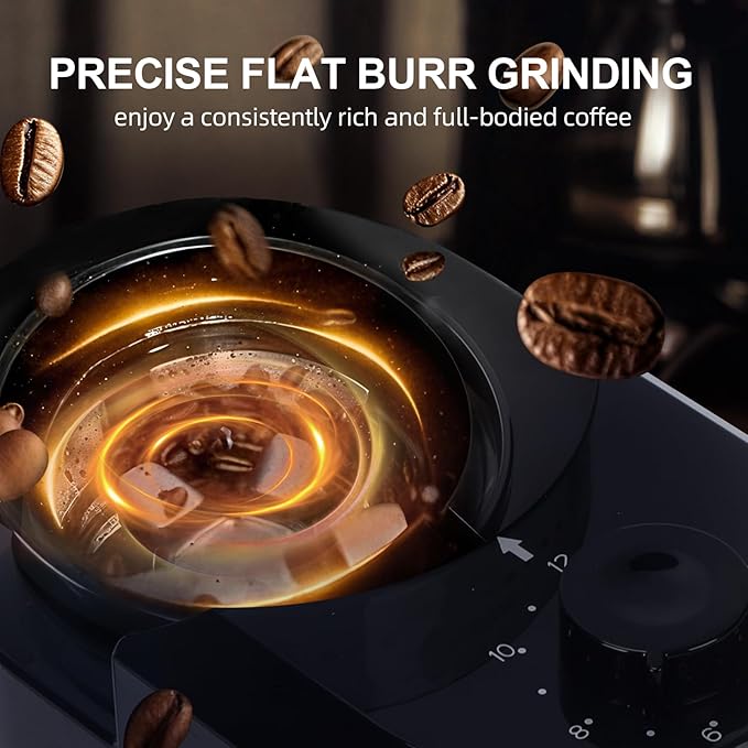 Lonkion Burr Coffee Grinder - Electric Coffee Bean Grinder with 28 Adjustable Grind Settings For 2-12 Cups - Adjustable Coffee Grinders for Home Use - Easy to Use - Stainless Steel