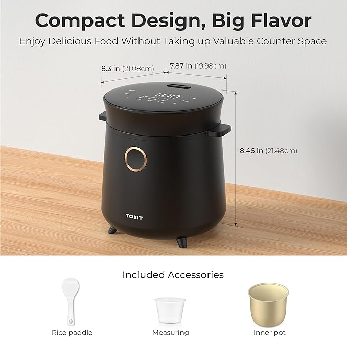 Compact Mini Rice Cooker Small Kitchen 3-Cup (Uncooked) / 6-Cup (Cooked), Non Stick Ceramic Inner Pot Rice Maker, 24H Timer Delay, Auto Keep Warm, 9 Functions Multicooker For Brown Rice, Steam, Soup