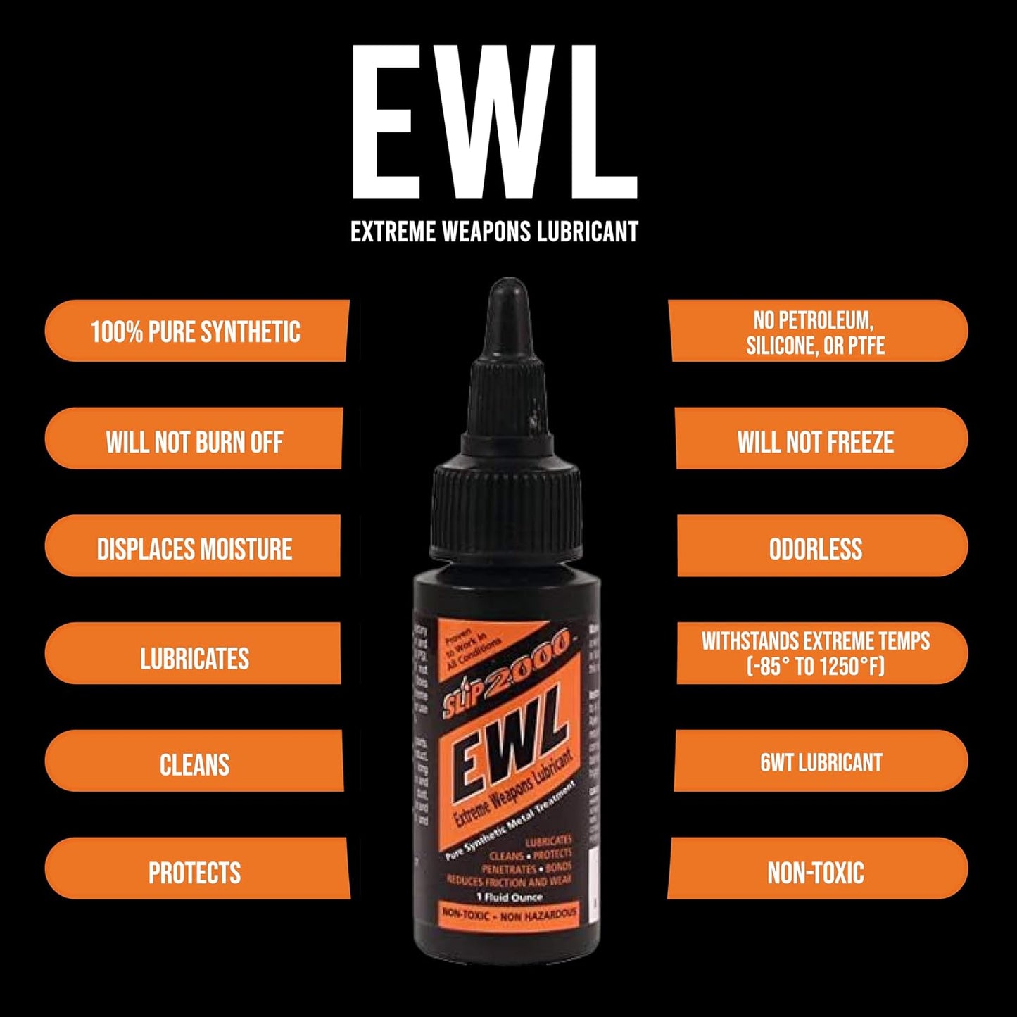 SLIP 2000 EWL CLP Gun Lube - Extreme Weapons Lubricant Synthetic Gun CLP Cleaner - 1oz Squeeze Bottle