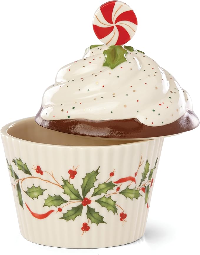 Lenox 886642 Holiday Bakeshop Cupcake Candy Dish, Christmas Hosting