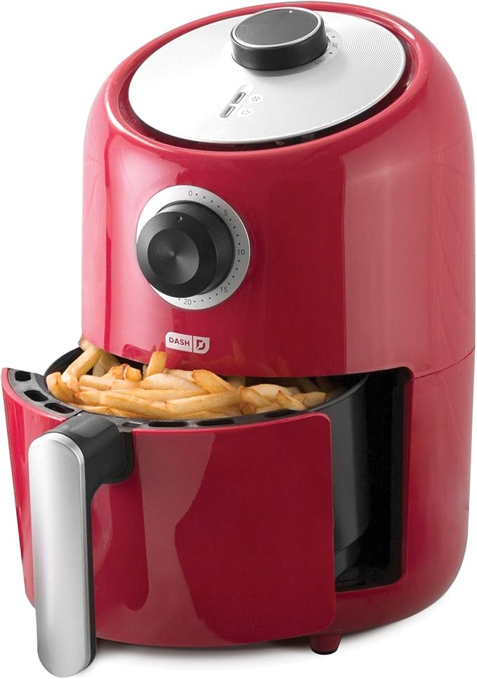 Dash Compact Air Fryer - Healthy Cooking with Auto Shut-Off Feature, Adjustable Temperature Control & Nonstick Fry Basket - Has AirCrisp® Technology - 2 Quart - Red
