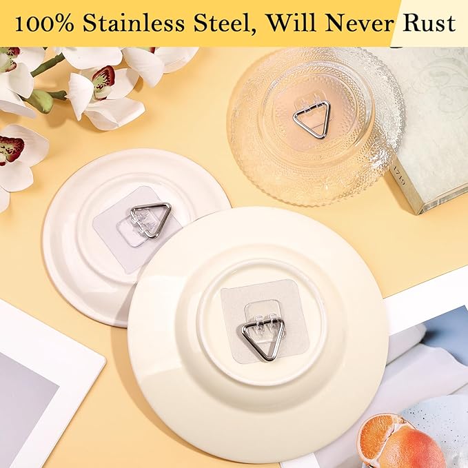 18 Pack Invisible Plate Hangers for The Wall, Vertical Adhesive Wall Plate Hangers for Display, Art, Pictures, Decorative, 2.25 Inch