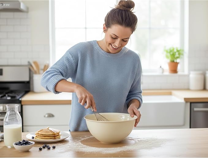 Tribello Large Mixing bowls 5-Quart 169oz - Plastic Salad/Mixing/Serving Bowl - 4 pack (Colors May Very)