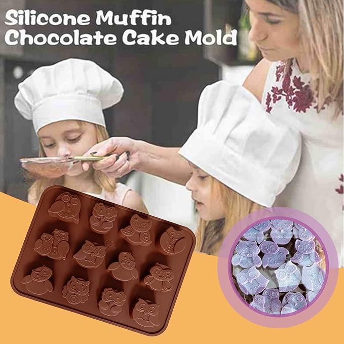 Joyeee 1 Pcs Animal Chocolate Mold, Owl Candy Mold Silicone Jello Mould for Kids, Small Silicone Molds for Candy Making, DIY Homemade Gummy, Ice, Pudding, Chocolate, Soap, Wax Melt etc