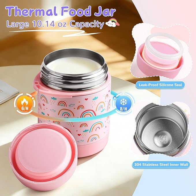 REDSHELL Bento Lunch Box for Kids Set, Leakproof Food Jar Pail with Insulated Bag, Toddler Snack Container Lunchbag for Girls Daycare, Back to School Lunchbox Kit, Includes Bottle Holder Strap, Purple