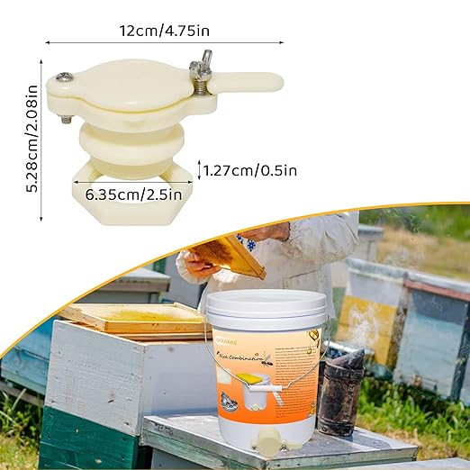 Honey Bucket 5 Gallon Beekeeping Supplies-Honey Gate & Stainless Steel Double Sieve Honey Strainer Honey Filter Bag Uncapping Tank Holder Honey Harvesting Equipment Beekeeping Kit (5 PCS/Set)