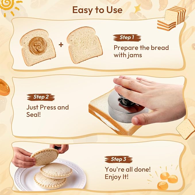 Gelbira Sandwich Cutter, Sandwich Cutter and Sealer, Sandwich Maker, Peanut Butter and Jelly Sandwiches Tool/PBJ Cutter, Sandwich Maker for Kids, for Thanksgiving/Christmas Day