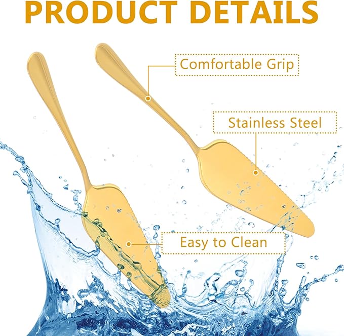 12 Pcs Pizza Pan Riser Stands Sets Includes 4 Metal Pizza Table Stands 4 Pizza Pan and 4 Wood Handle Pie Server, Pizza Rack Stand Pizza Tray for Pizza Dessert Cheese (Gold)