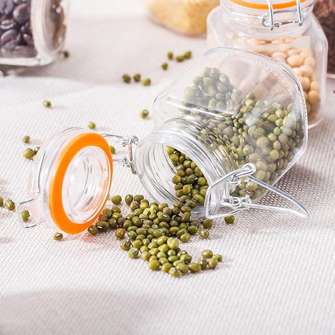 4 oz Glass Jars With Airtight Lids And Leak Proof Rubber Gasket,Small Mason Jars With Hinged Lids For Kitchen, Mini Spice Jars With Twine And Tags Labeling 30 Pack