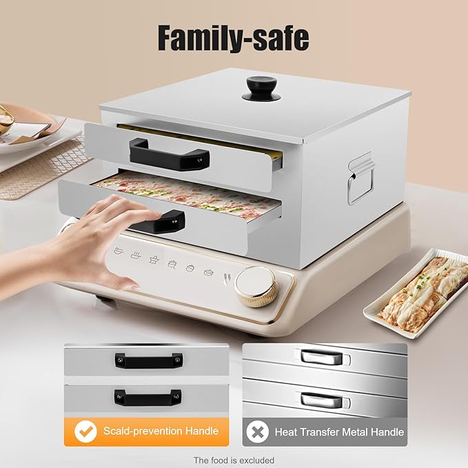 Rice Noodle Roll Steamer Machine, 2-Layer Rice Noodle Roll Steame with 304 Food Grade for Rice Noodles Compatible with Stove and Induction Cooktop