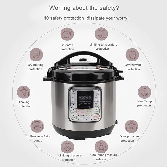 16 in 1 Multi Cooker, Dishwasher Stainless steel Pressure Cooker for Slow Cooker Rice Cooker Steam Pot Food Warmer (US Plug 110V)