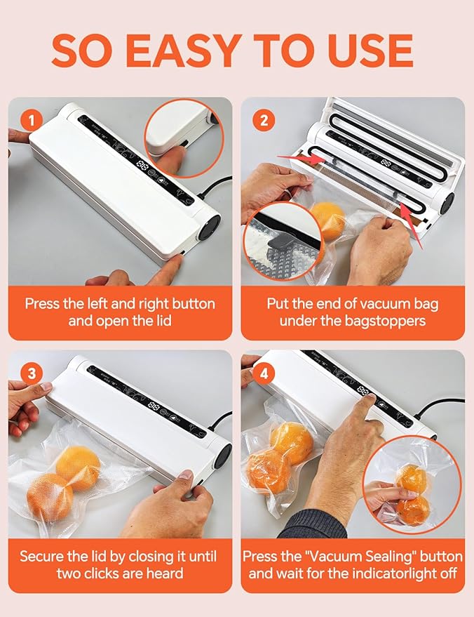 75KPa Vacuum Sealer for Food,Food Saver Vacuum Sealer Machine,Compact Lightweight,20 Vacuum Seal Bags,Digital Countdown Timer,Meat Food Storage,Home Kitchen Gadgets,Appliances