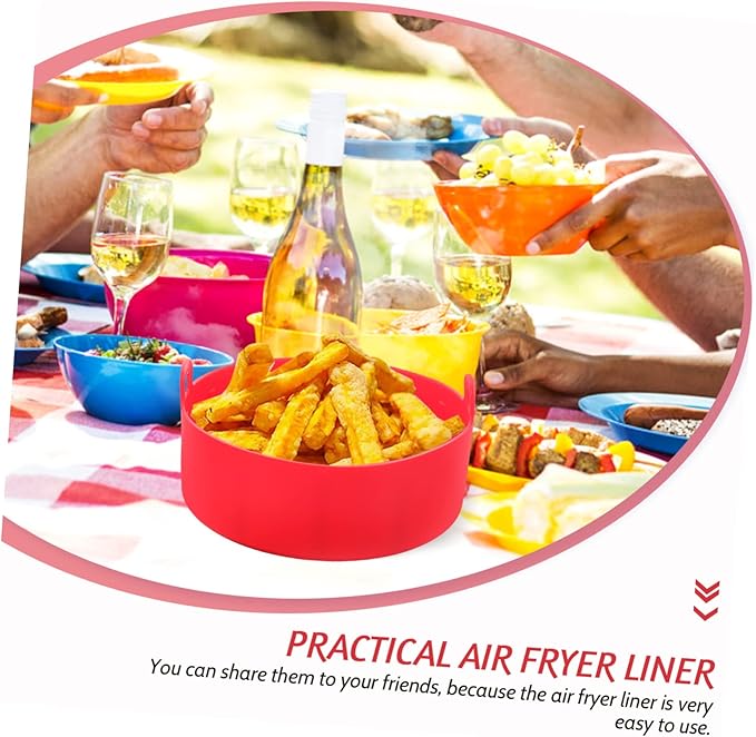 Air Fryer Silicone Liners Pan Liner Air Fryer Accessory Easy to Remove Non-stick Red