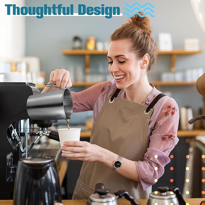 2 Pcs 2 L/70 oz Large Stainless Steel Pitcher with Lid, Metal Measuring Cup, Large Mouth Graduated Beakers with Handle, Milk Frothing Jug for Espresso Machine, Latte Art, Hot/cold Water