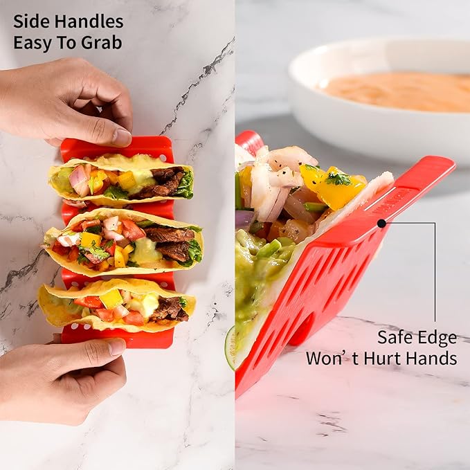 Taco Holders Set of 12, Taco Bar Serving Set for a Party, Large Taco Trays, Taco Holder Stand for Hard or Soft Taco, Taco Plate, Taco Tuesday Night, Taco Rack
