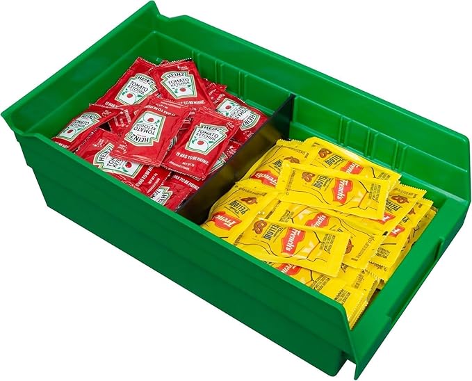 Akro-Mils 30130 Plastic Shelf Bins, Heavy Duty Storage Bins for Garage, Closet, and Drawer Organization, 12" x 6-1/2" x 4", Green, 12-Pack
